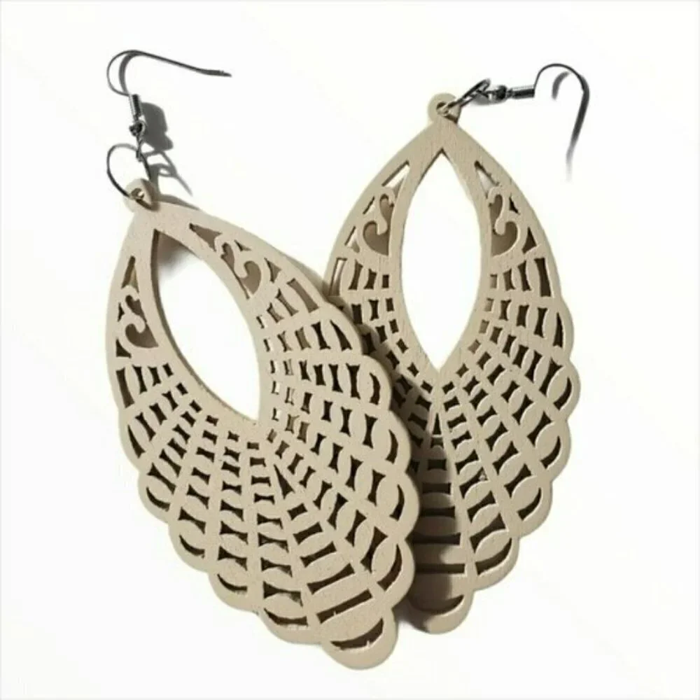 Bohemian Wooden Drop Lightweight Earrings